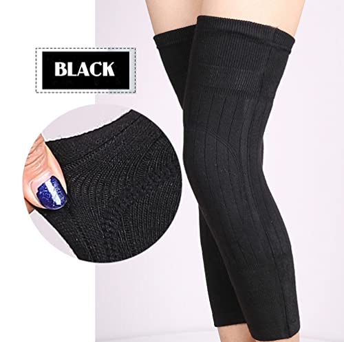 Long 17.3in Unisex Breathable Blend Winter Warmer Knee Brace Pads Thicken Thermal Knit Knee Warmers Sleeve Pads Legging Stockings for Women Men Outdoor Sports Black4
