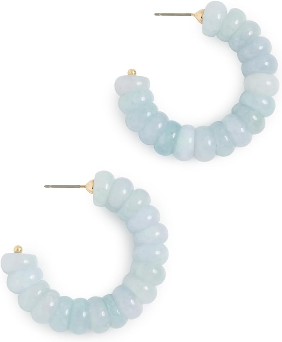 Lele Sadoughi Women's Hoop Earrings, Blue Aventurine, One Size