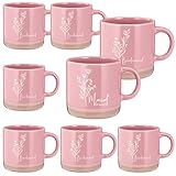 Funnymoom 8 Pcs Bridesmaid Proposal Gift Coffee Mug Maid of Honor Gift 13 oz Aesthetic Ceramics Cup Engagement Wedding Bridal Shower Bachelor Party for Wedding Day Keepsake (Pink)