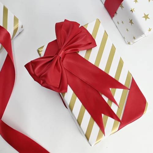 Image of 250 Yards Red Satin Ribbon Polyester Ribbon for Gift Wrapping Very Suitable for Weddings Party Hair Bow Invitation Decorations and More(1-1 /2 inch X 50Yards X 5 Roll)