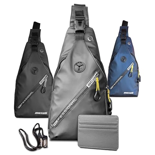 Bolsos cruzados | Tersam Bandolera Unisex - Bolso De Pecho - Bolso Cruzado Multiusos - Mochila Pequeña De Hombre Con Puerto Usb - Bandolera Ligera, Ideal Para Viaje Y Deporte. Gris