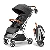 Bombi Bēbee V2 Lightweight Baby Stroller – Premium Vegan Leather, One-Hand Fold, Infinite Recline, Aircraft-Grade Aluminum Frame, XXL Canopy, and Ample Storage Umbrella Stroller – Midnight Black