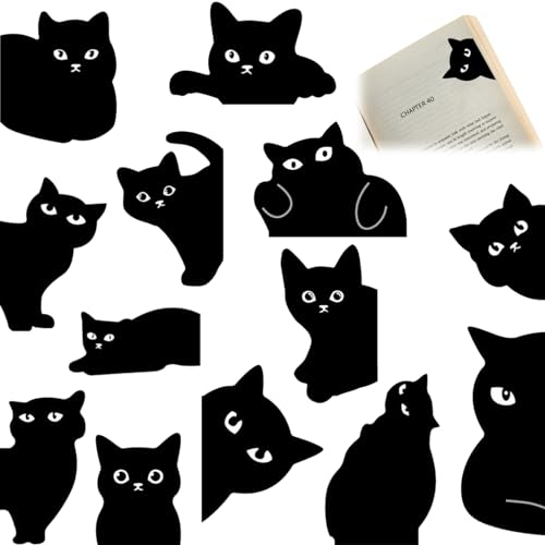 RAFIYU Magnetische Lesezeichen 13 Stück, Niedliche Katze Lesezeichen für Kinder, Magnetische Buchseiten Marker Katzen Geschenke für Katzenliebhaber, Frauen, Lehrer, Studenten, Buchliebhaber
