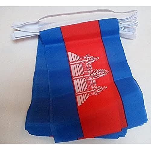 AZ FLAG - Cambodia Bunting Flag - 40 Ft Garland with 20 Cambodian Flags 18'' x 12'' - 100% Polyester String Pennant - 12 meters