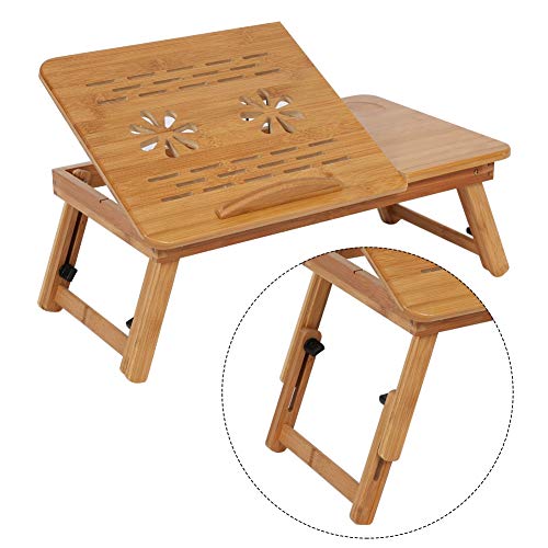 Table de lit réglable en bambou bureau pour lecture pliable léger