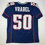 Facsimile Autographed Mike Vrabel New England Blue Reprint Laser Auto Football Jersey Size Men's XL