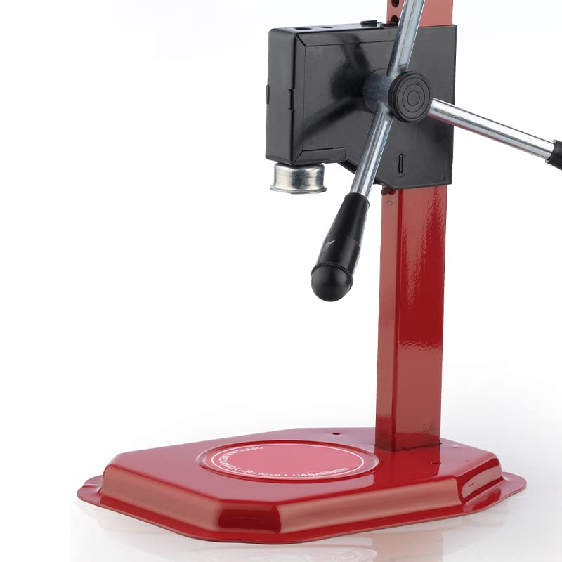 VIRSUS Tappatrice a Colonna a Cremagliera 3 Leve REG220, Misura 26x51 cm, Peso 3,25 kg, Capsulatrice Manuale da Tavolo per Tappi Corona Ø 26 mm Bottiglie Vino Birra + 100 Tappi a Corona Diam 26 mm