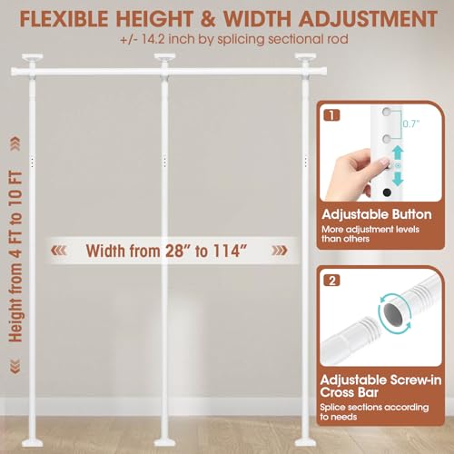 image for SUNALLY Room Divider No Drilling Curtain Rod Wall Divider for Room Sep