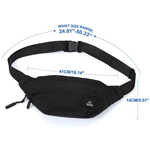 Large Fanny Pack for Men Women Plus Size Waist Waterproof, Gym Outdoor Fashion Belt Waist Bag Pack Pouch for Men with Zipper Adjustable Strap