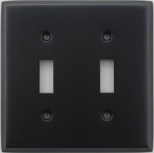 Classic Accents Stamped Steel Oil Rubbed Bronze Two Gang Toggle Light Switch Wall Plate