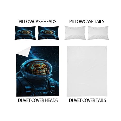 Housse de couette astronaute squelette 200x200 parure lit microfibre fermeture éclair - 4