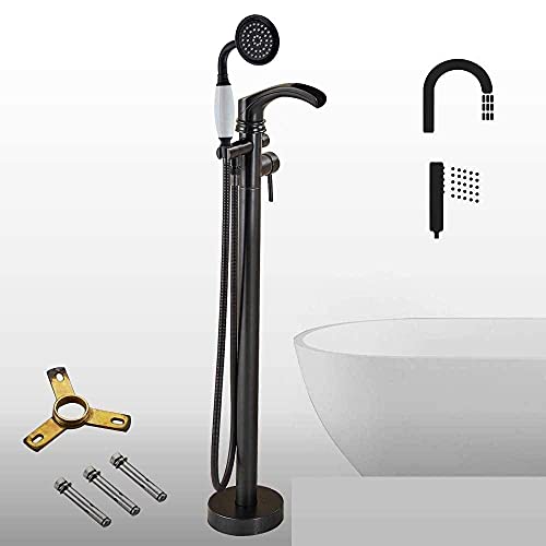 Robinet de baignoire cascade mitigeur noir mat sur pied - 2