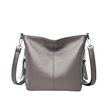 IKFGTJRE Bolso Bandolera de Piel para Mujer Bolso de mano piel color liso for mujer, bolso hombro pequeño for(Grey)