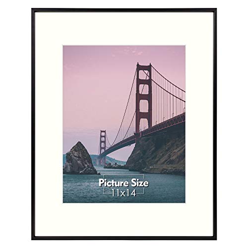 Mat Board Center, 16x20 Aluminum Picture Frame Black - Displays 11x14 With Mat and 16x20 Without Mat - Horizontal and Vertical for Wall Mounting Metal Photo Frame (1-Pack)