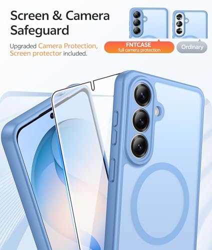 Image of FNTCASE for Samsung Galaxy S26 Case: [Fit for Magsafe] [Full Camera Protection & Screen Protector] Translucent Matte Military Grade - Shockproof Protective Phone Cover for Samsung S 26 - Light Blue