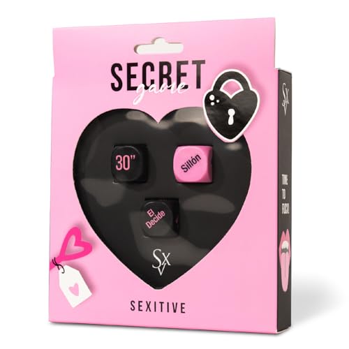 Sexitive SECRET GAME – Juego de Dados Sexuales para Adultos | Juego Íntimo y Divertido para Parejas con 3 Dados de Tiempo, Acción y Lugar | Juego Erótico para Parejas y Juego de Mesa para Adultos
