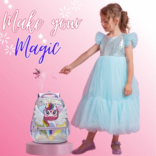 Mochila De Rodinha Infantil Feminina Unicórnio Kit Bolsa Escolar Menina Conjunto Mala Lancheira Térm