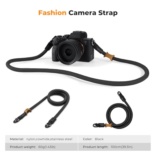 K&F CONCEPT Kameragurt Kamera Schultergurt Camera Strap Kamera Tragegurt geeignet für DSLR SLR oder spiegellosen Kameras (Schwarz)