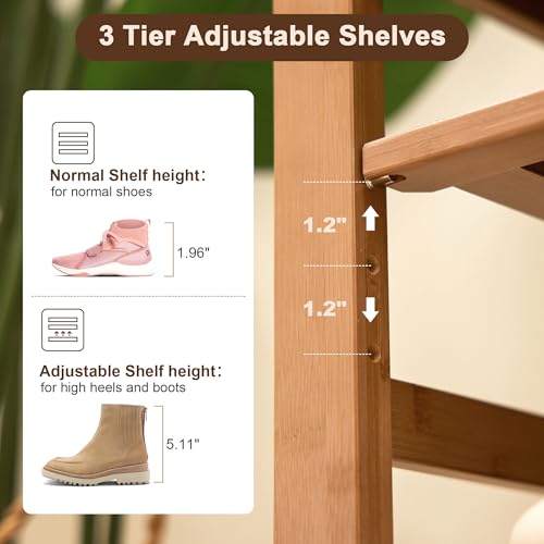 PETKABOO 47.2 in Shoe Rack Bench with Cushion, 3 Tier Bamboo Entryway Bench with Storage for Entryway, Hallway, Bedroom, Living Room - image 6