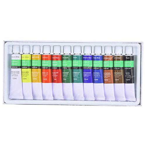 Acrylic Paint Set 12 Colors Rich Pigment Long-Lasting Paint for Beginner Student Pro Artist
