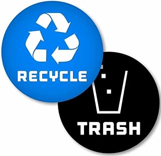 (4in x 4in) Recycle Logo and Trash can Magnetic Decal to Organize Your Trash - for Trash cans, Garbage containers and Recycle Bins - Premium Magnetic Sticker (4in x 4in, Blue - Magnetic)