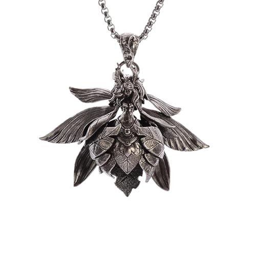 Collier pendentif fille aux ailes de fleurs pour femme et homme style punk chic