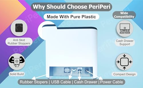 Image of PeriPeri 3inch Desk Advanced 80mm Inkless Receipt Thermal Printer with Auto Cutter & Cash Drawer Support, ESC /POS Bill Print (1Year Warranty) (USB)