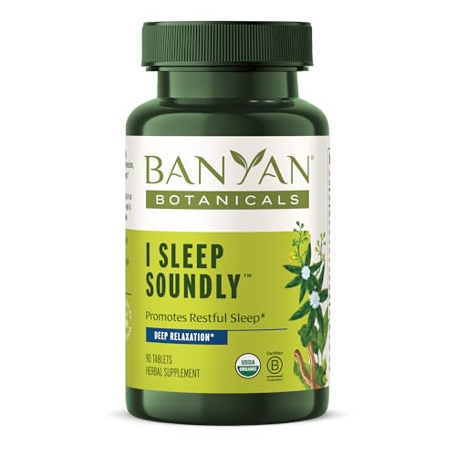 Banyan Botanicals I Sleep Soundly – Organic Herbal Sleep Supplement with Ashwagandha, Eclipta, and Chamomile – 90 Tablets – Non-GMO Sustainably Sourced Vegan