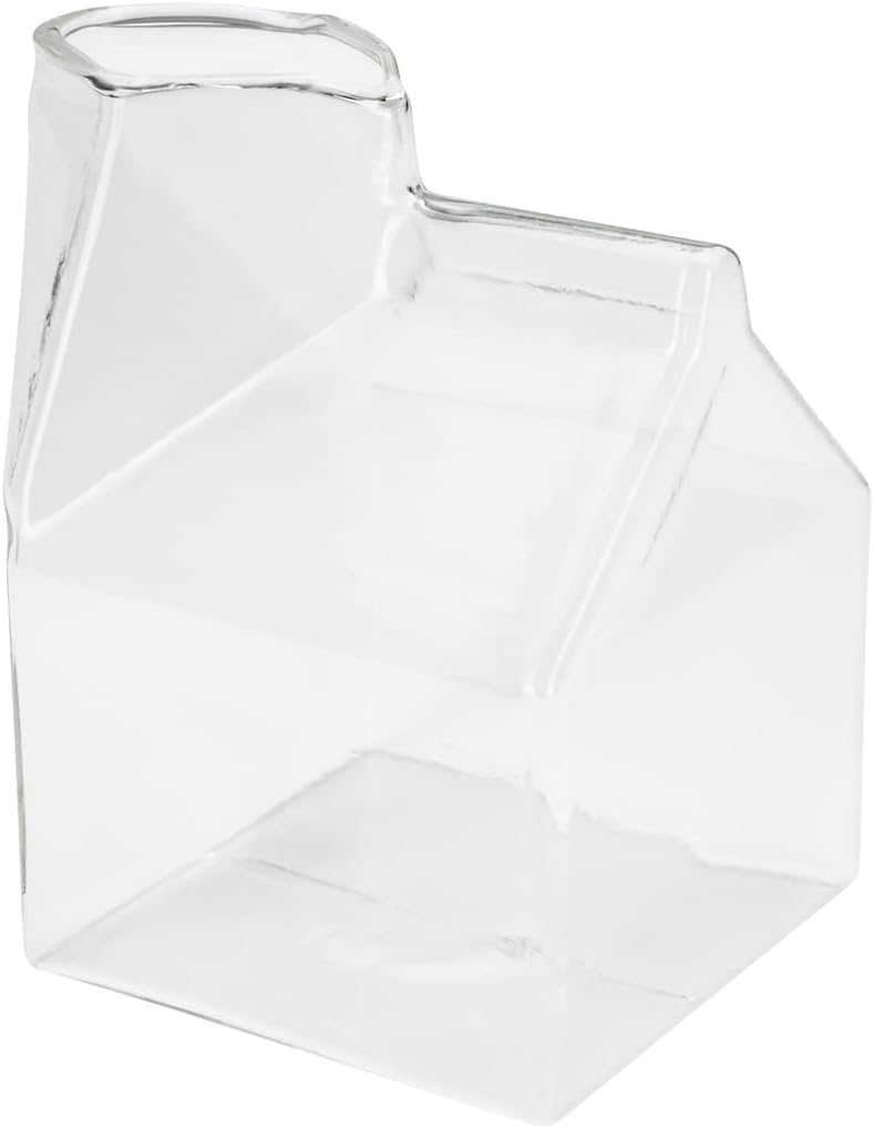 Restaurantware 12 Ounce Glass Milk Carton - Reusable Creamer for Cream, Milk or Juice - Durable Clear Mini Carton, Dishwasher-Safe for Homes or Restaurants