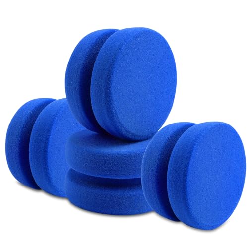 4PCS Double-Side Round Paint Sponge Applicators - 3.1 Inch Blue Round Detail Sponges Painting Sponges for Acrylic Oil Watercolor Art & Car Waxing Kitchen Cleaning