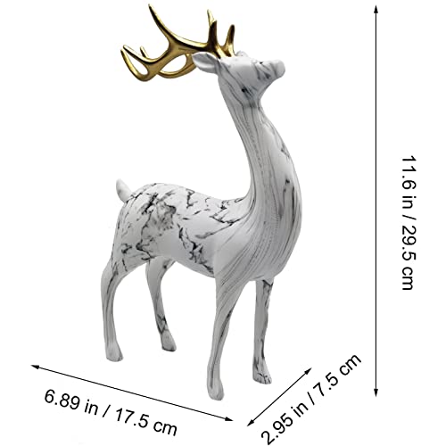 Elfwill Resin Deer Reindeer Statue Sculpture, Nordic Style Matte Surface Sitting Standing Reindeer Collection For Home Office Decor(Black&White) #TOP1