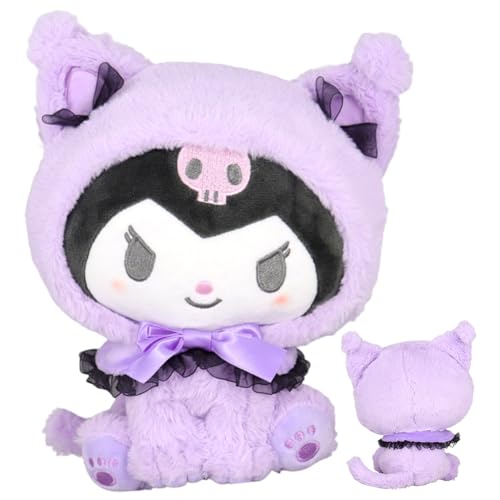 FISAPBXC K-uromi Plush Toy Cartoon Plush Kawaii Anime Theme Series Stuffed Animal Dolls Cute Soft For Girl Bedside Decoration Best Gift For Kids Birthday Party And Fans 25 Cm, Cat Kuromi