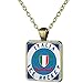 Collana con ciondolo quadrato vintage con ciondolo a forma di bastone da hockey e hockey