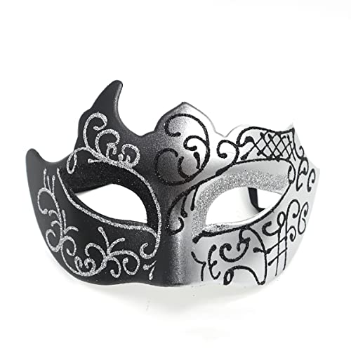 Seglory Plastic COSTUME_MASK, Venetian Masquerade Theme Party, Unisex, Black Silver, 15cm*10cm - Image 4