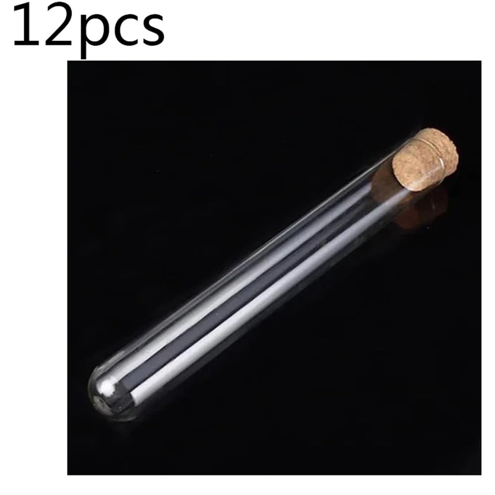 probówki ze szkła borokrzemowego, Szklane probówki z korkami, przezroczyste, różne rozmiary, 12 szt(18x180mm)