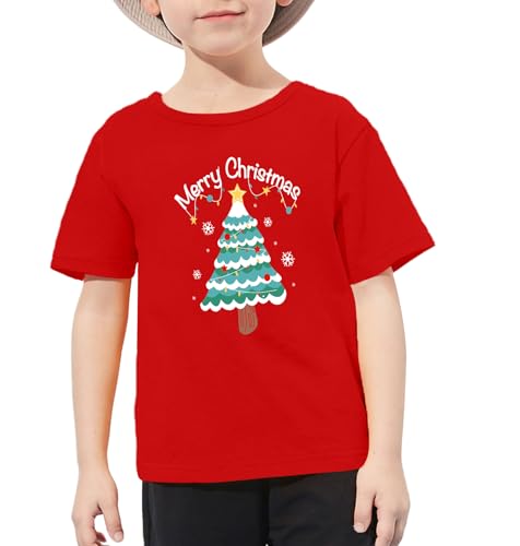 Image of Christmas Tree Shirt for Toddler Boys Girls Merry Christmas T-Shirts Short Sleeve Holiday Tee Xmas Gift Tops
