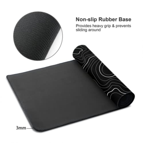 Image of Saco XXL Gaming Mouse Pad for PC - Large Desk Mat 900x400x3mm, Extended Non-Slip Rubber Base, Waterproof Surface, Topographics Design, Big Keyboard Mouse Pad for Office & Home Setup