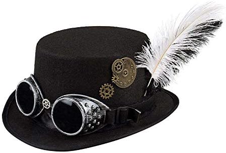 Boland 54502 - Spacepunk Hat with Glasses and Gears, for Women, Black, Accessory, Headpiece, Steampunk, 80s, Theme Party, Carnival