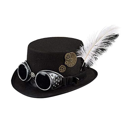 Boland 54502 – hatt spacepunk med glasögon och kugghjul, för kvinnor, svart, tillbehör, huvudbonad, steampunk, 80-talet, temafest, karneval