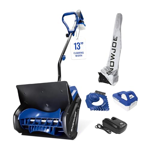 Snow Joe 24V Cordless Electric Snow Shovel Kit w/ Cover & Scraper, 13' Clearing Path, 400W Motor -...