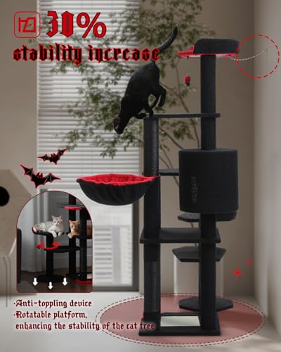 Árbol para gatos gótico MUTTROS 59" con cama ataúd miniatura 4