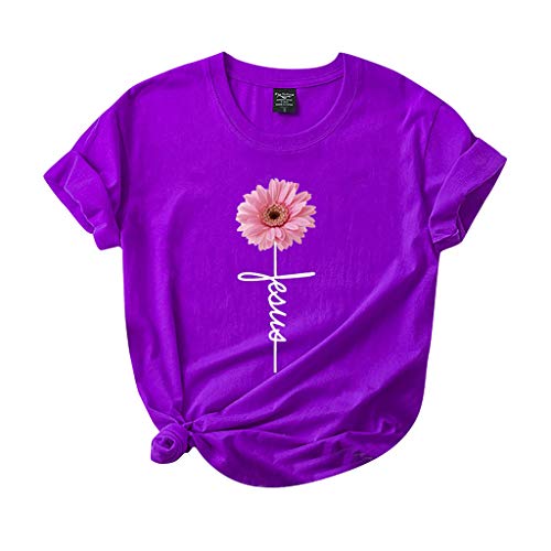 T-shirt femme en coton bio imprimé marguerite haut d'été fleuri chic