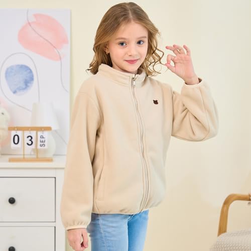 Toddler Kids Polar Fleece Jacket, Thickened Full-Zip Long Sleeve Warm Coats Outwear for Baby Boys Girls Autumn Spring Winter3