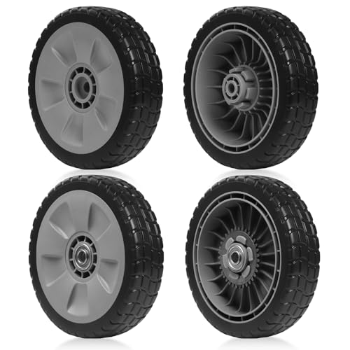 4 Pack Lawn Mower Drive Wheels Kit - 2 Rear Wheels 42710-VE2-M02ZE & 2 Front Wheels 44710-VL0-L02ZB - Direct Replacement for Honda HRR216 HRS216 HRT216 HRB215 HRB216 HRM215 HRZ216 Walk-Behind Mowers