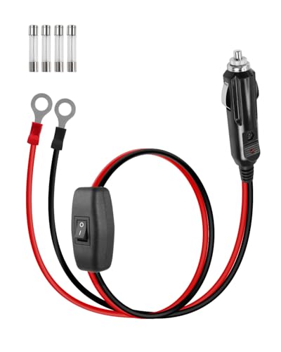 RIIEYOCA 12V 24V Encendedor de cigarrillos Enchufe macho a Cable de Junta Tórica, 16 AWG Interruptor de Cable para Encendedor de Cigarrillos de coche 15A Resistente con (0,6 M / 2 pies)