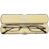 Mini Brille Wąskie metalowe okulary do czytania – płaskie okulary do czytania ze stali nierdzewnej dla kobiet i mężczyzn, kompaktowe i lekkie, z aluminiowym etui Slim-Fit gratis, czarny, 2.0