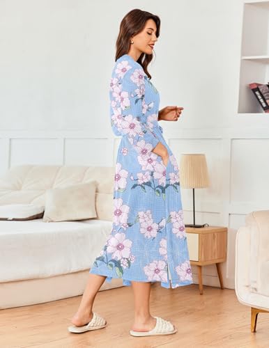 Image of Ekouaer Women's Robe Long Waffle Knit Bathrobe Lightweight Soft Kimono Robes Loungewear S-XXL