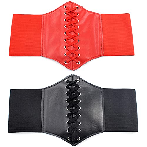 Jicyor Retro Cinturón Elástico Atado Ajustable 2 Piezas Negrorojo Estilo Punk Elásticode Corsé de Cintura Aplicar para Fiesta de Disfraces y uso Diario Cover