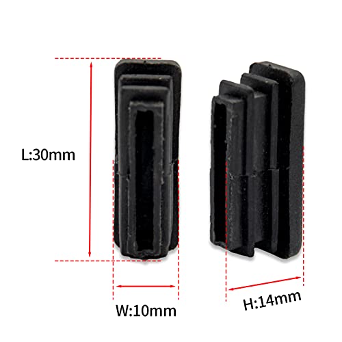Image of Flyshop 8 Pack Black Chair Glide Inserts Plastic Plugs Rectangle Pipe Tubing End Caps 10 x 30 mm, 3 /8 inch x 1-3 /16 inch