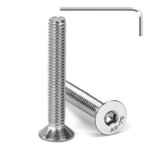 Tunejoy Tornillo Avellanado M6 x 40 mm Tornillos de Cabeza Avellanada Hexagonal de Acero Inoxidable A2 V2A Norma DIN 7991 con llave Allen Rosca Completa 20 Piezas